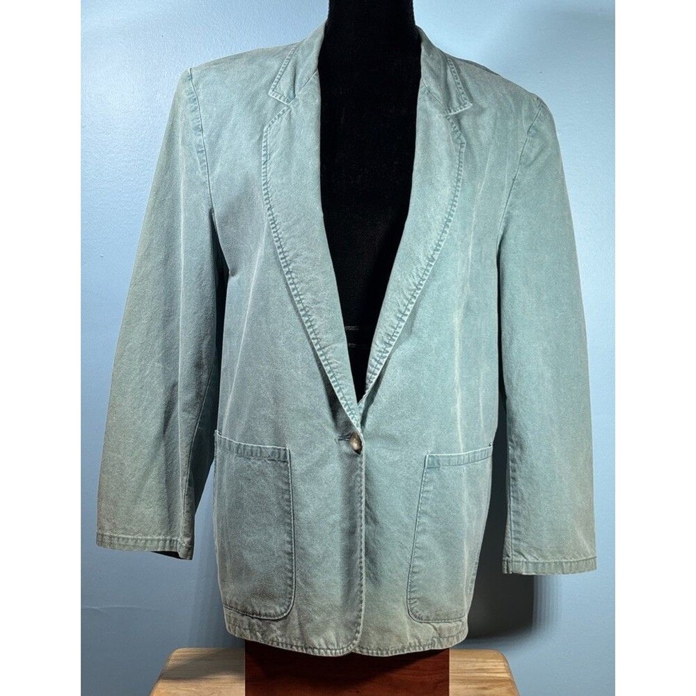 Vintage L.L. Bean Faded Denim Turquoise Blazer (Women's Size 10)